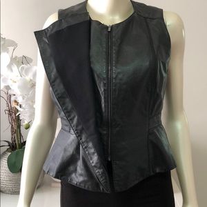 Real Leather Black Fitted Vest